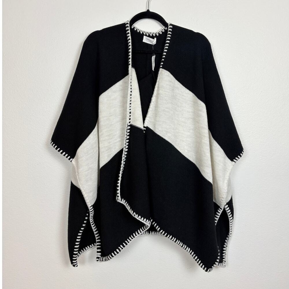 Mersea Anthropologie Whipstitch Travel Wrap Stripe Color Block Knit One Size
